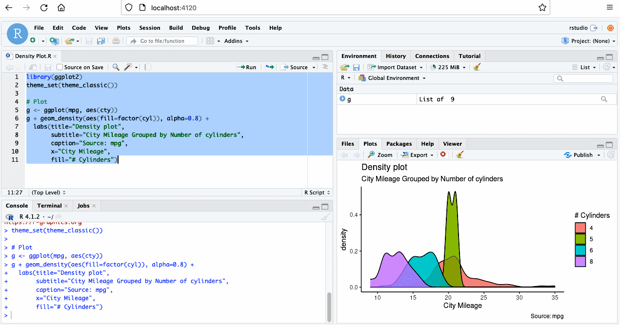 R statistical analysis workspace